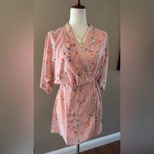 Floral print wrap dress